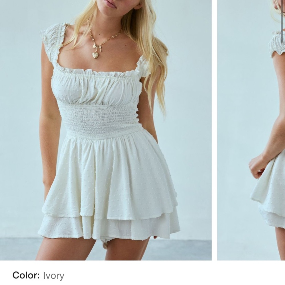 UO Rosie Smocked Tiered Ruffle Romper